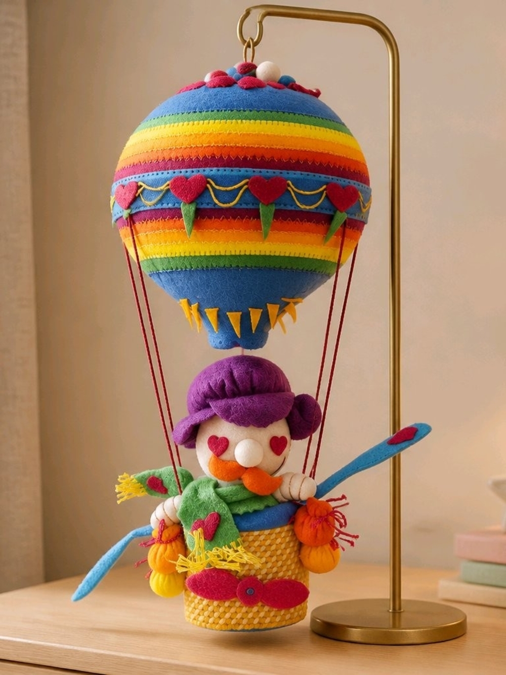 Vintage 1999 Wizard of Oz Professor Marvel Hot Air Balloon Hanging Plush VHTF